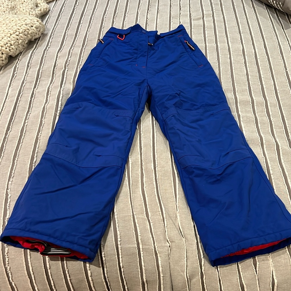 Boys size M AMAZON ESSENTIALS blue and red adjustable snow pants